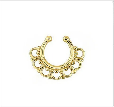 Crystal Fake Septum Nose Ring Piercing Clip for women