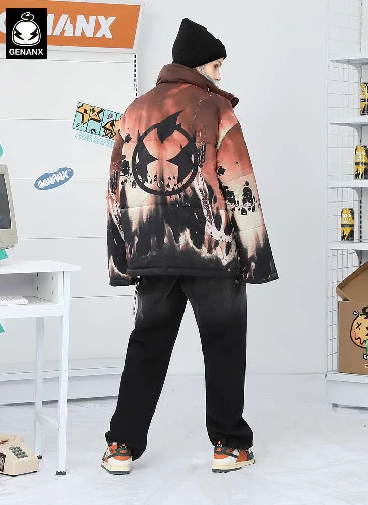 Dark Art Cartoon Graffiti Padded Coat