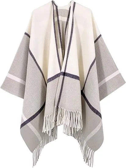 Deep Crimson Winter Chic Plaid Poncho Cardigan