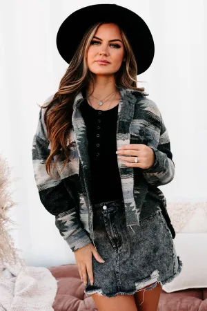Desert Sky Aztec Knit Shacket (Grey)