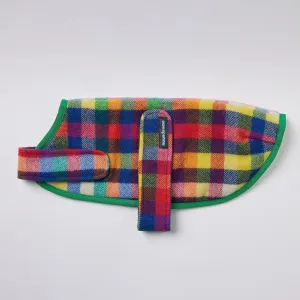 Dog Coat Pure Marino Wool Grevellia Check with Green Trim