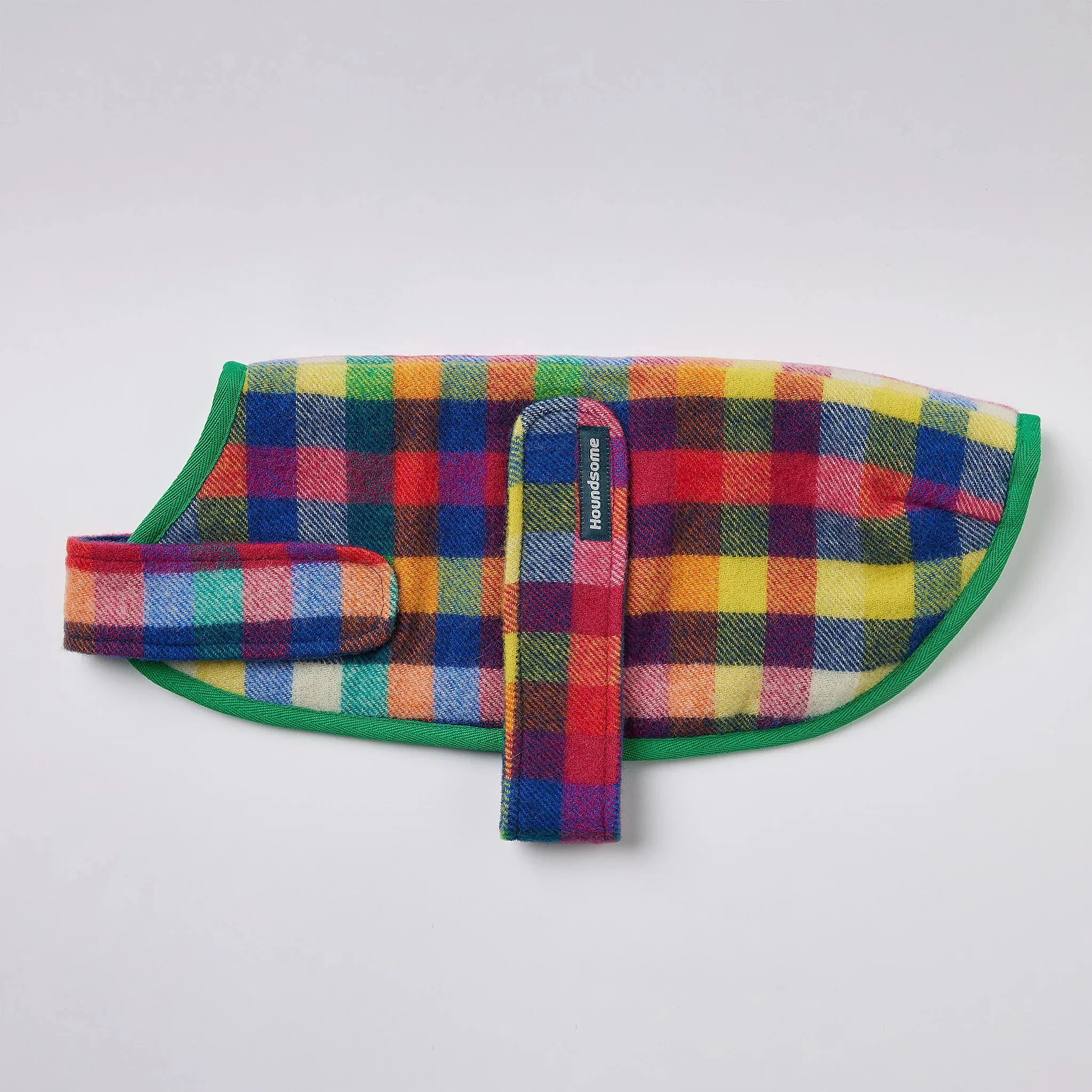 Dog Coat Pure Marino Wool Grevellia Check with Green Trim