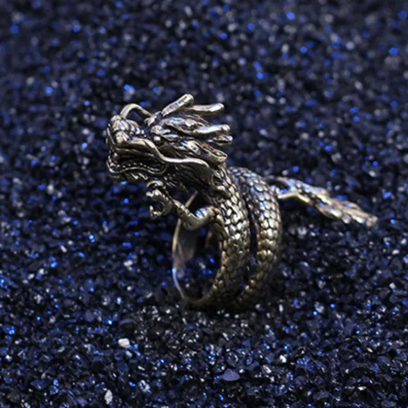 Dragon ring male open personality single trendy male index finger ring female trendy students retro style dragon ring