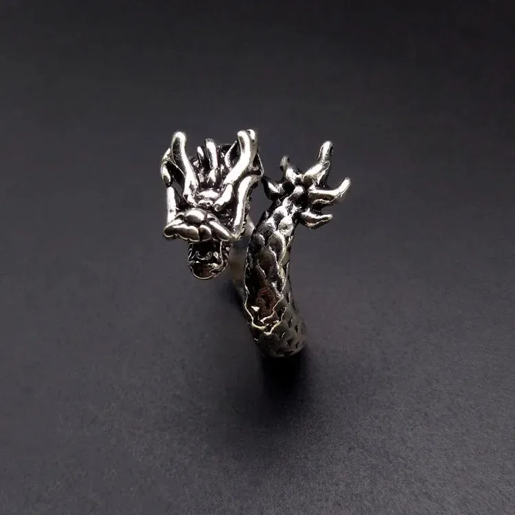 Dragon ring male open personality single trendy male index finger ring female trendy students retro style dragon ring