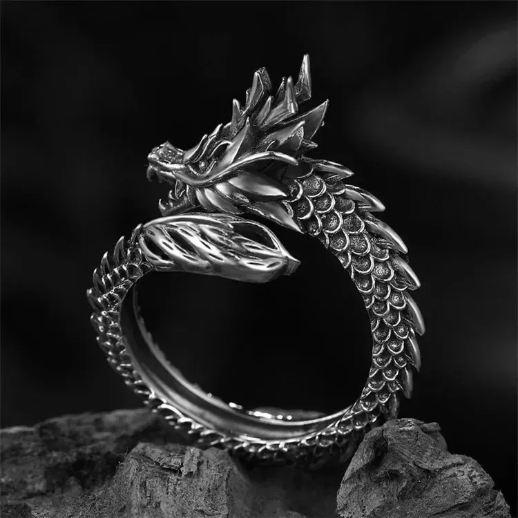 Dragon ring male open personality single trendy male index finger ring female trendy students retro style dragon ring