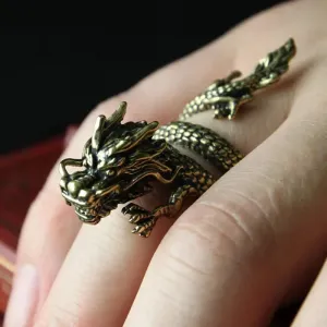 Dragon ring male open personality single trendy male index finger ring female trendy students retro style dragon ring