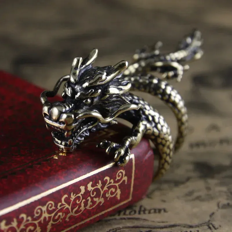 Dragon ring male open personality single trendy male index finger ring female trendy students retro style dragon ring