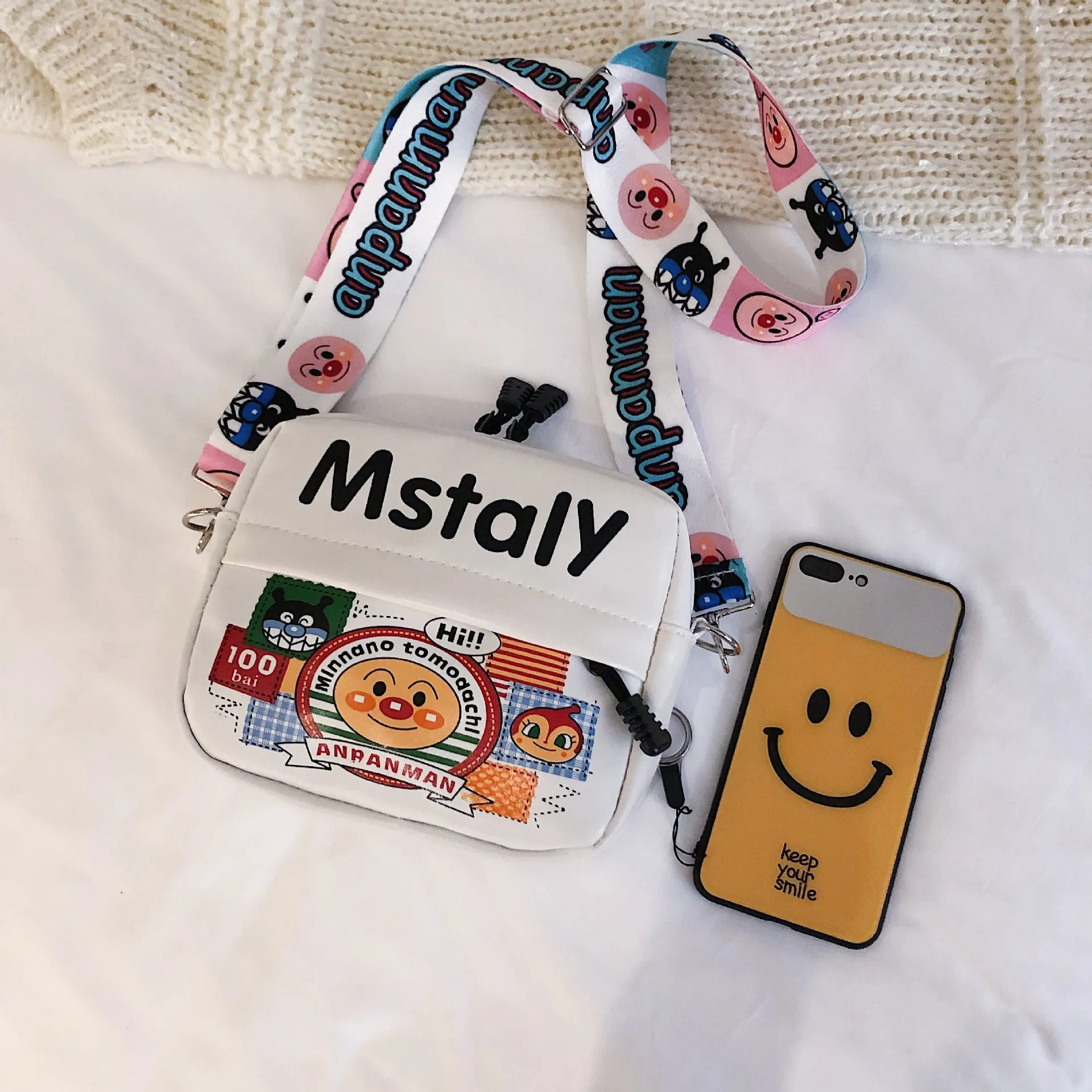 DUNNMALL Western Style Cute Printed Small Bag Women's 2020 Autumn and Winter New Trendy Korean Style Student Fashion Broadband Shoulder Messenger Bag
