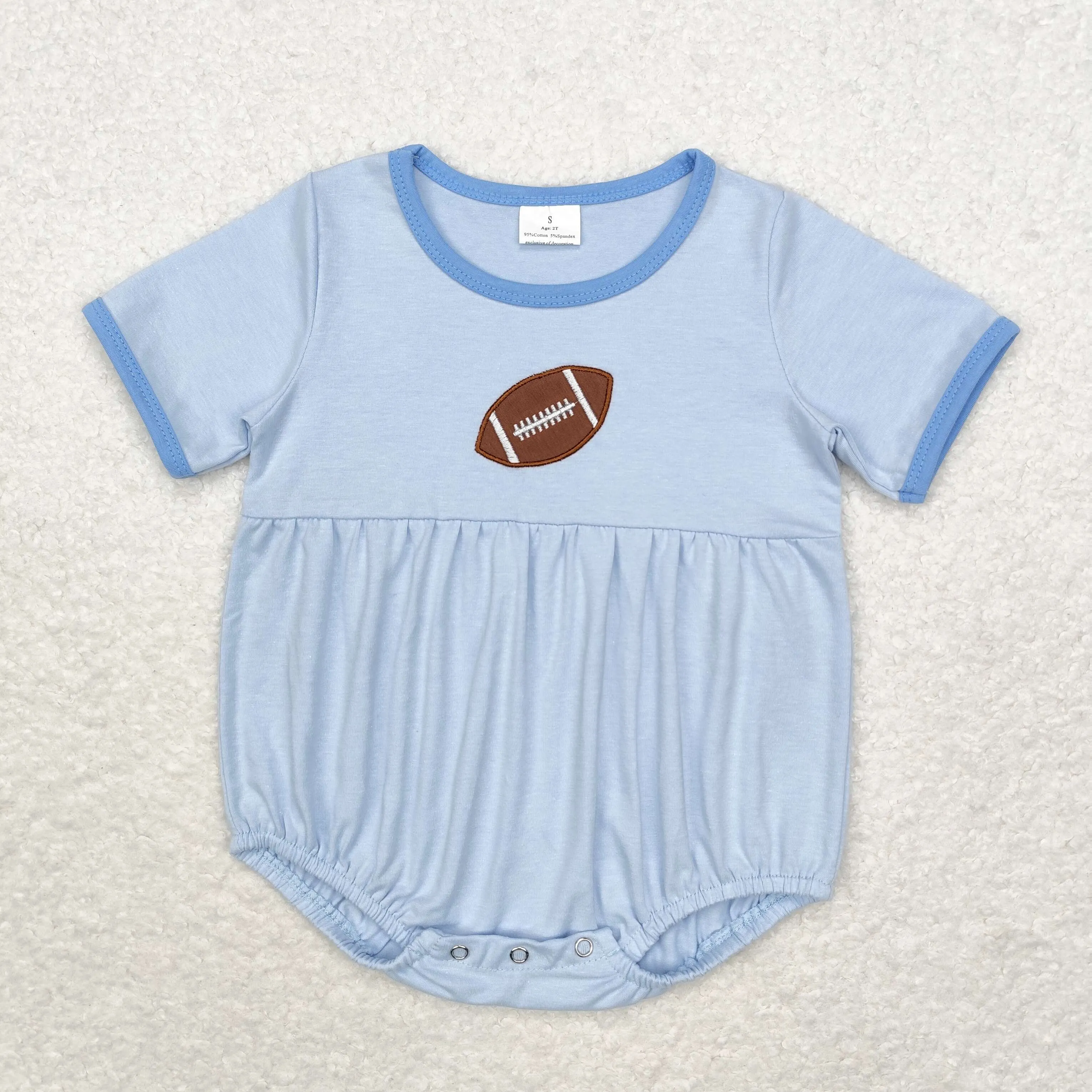 embroidery SR1946 football sibling blue boy romper 202408 rts
