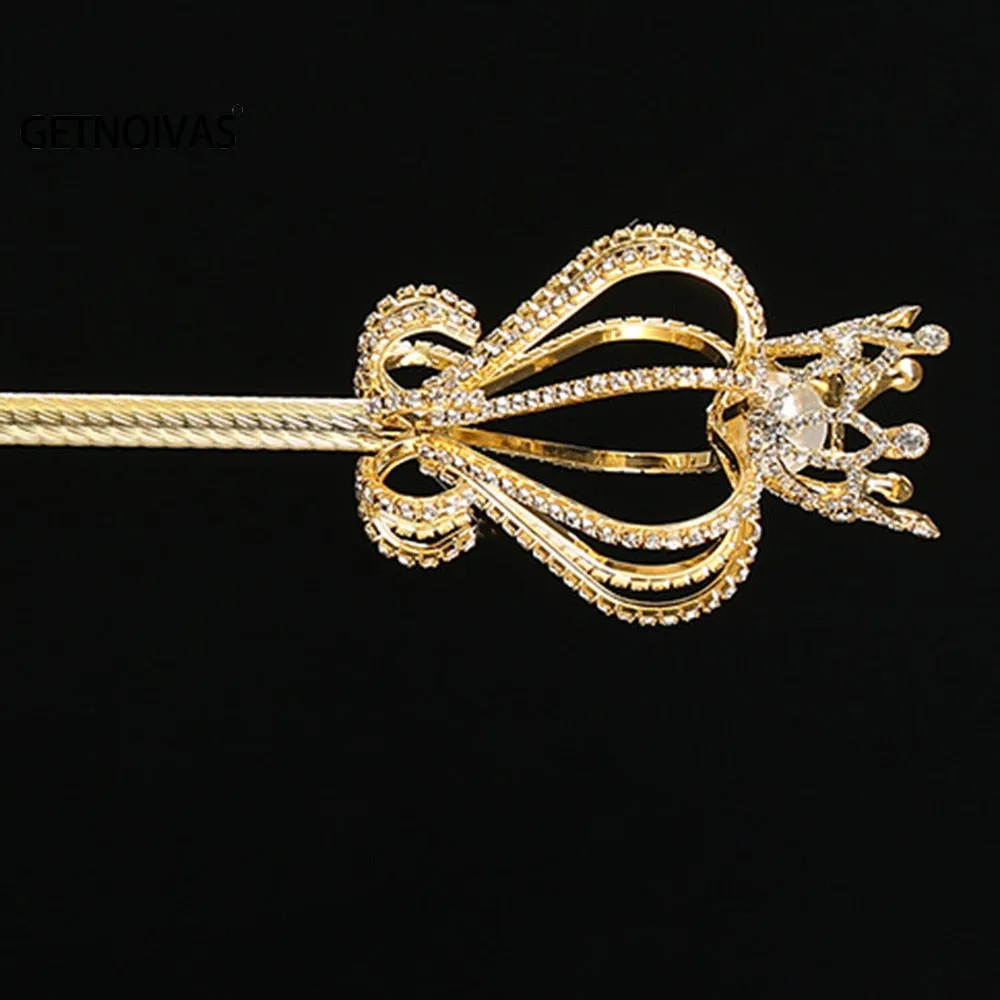 Empire Gold Color Scepter with Simulated Peal Insert and Rhinestone Trimming-Princess Accessory 