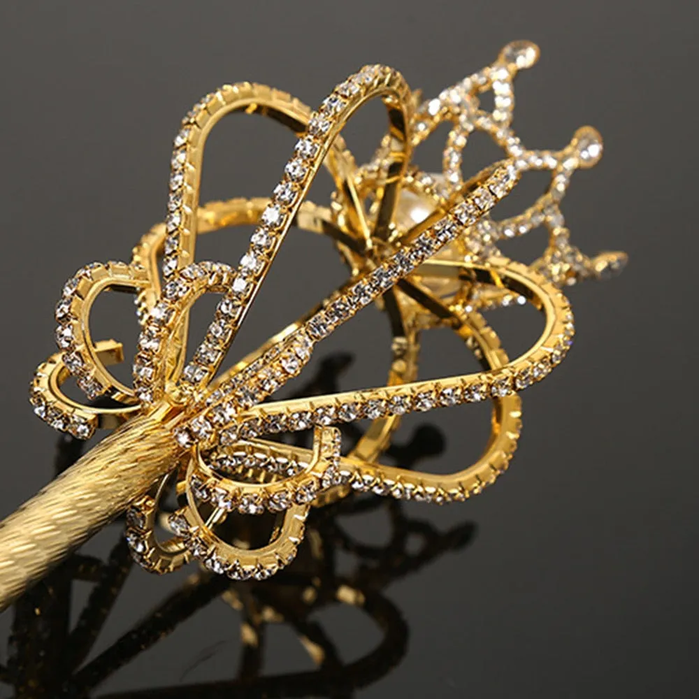 Empire Gold Color Scepter with Simulated Peal Insert and Rhinestone Trimming-Princess Accessory 