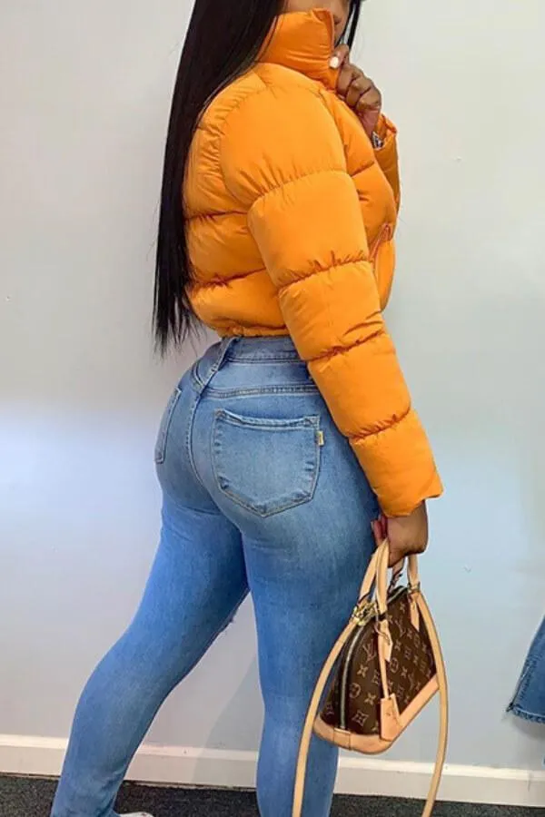 Fashion Casual Cotton Warm Hem Drawstring Winter Coat