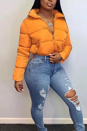 Fashion Casual Cotton Warm Hem Drawstring Winter Coat