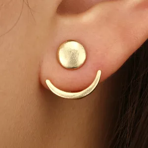 Fashion Geometric Round Alloy Moon Earrings for Women Simple Jewelry Accessories Stud Earrings Fall Earrings 2022 Fall Winter