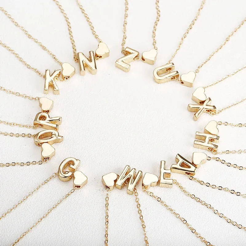 Fashion Personality Jewelry Dainty Neck Heart For Name Letter Women Tiny New Necklace