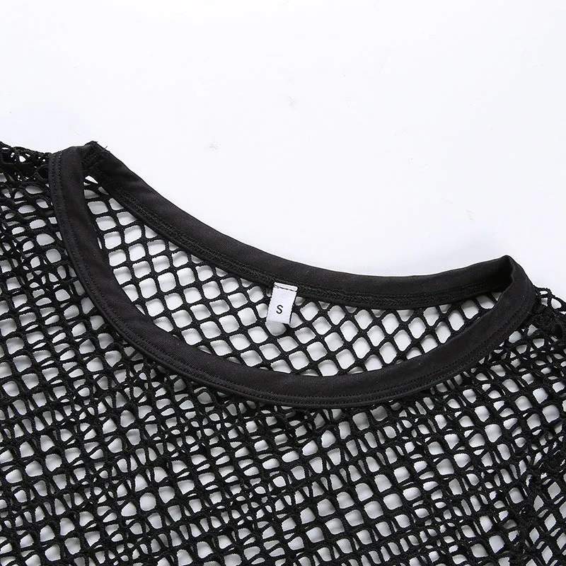 Fish-net Long Sleeve Top