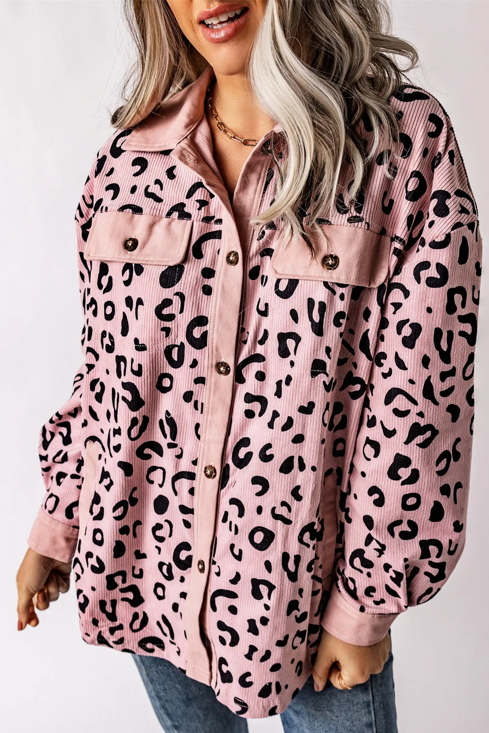 Flap Leopard Corduroy Jacket