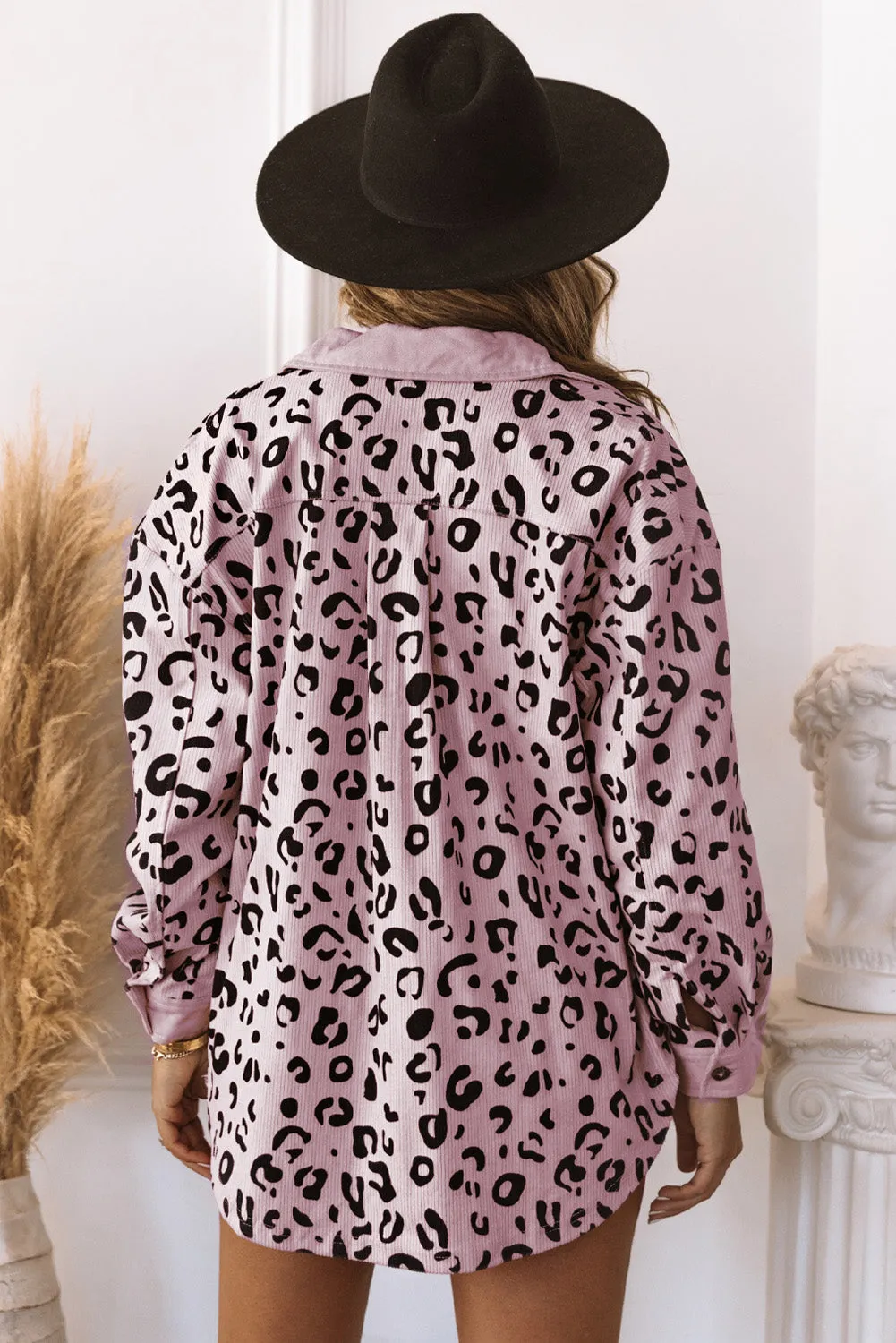 Flap Leopard Corduroy Jacket
