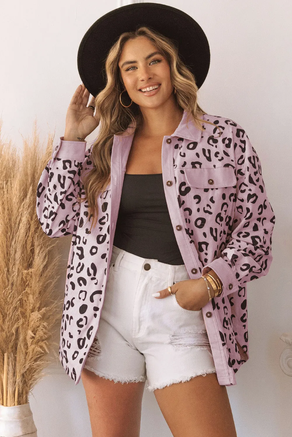 Flap Leopard Corduroy Jacket