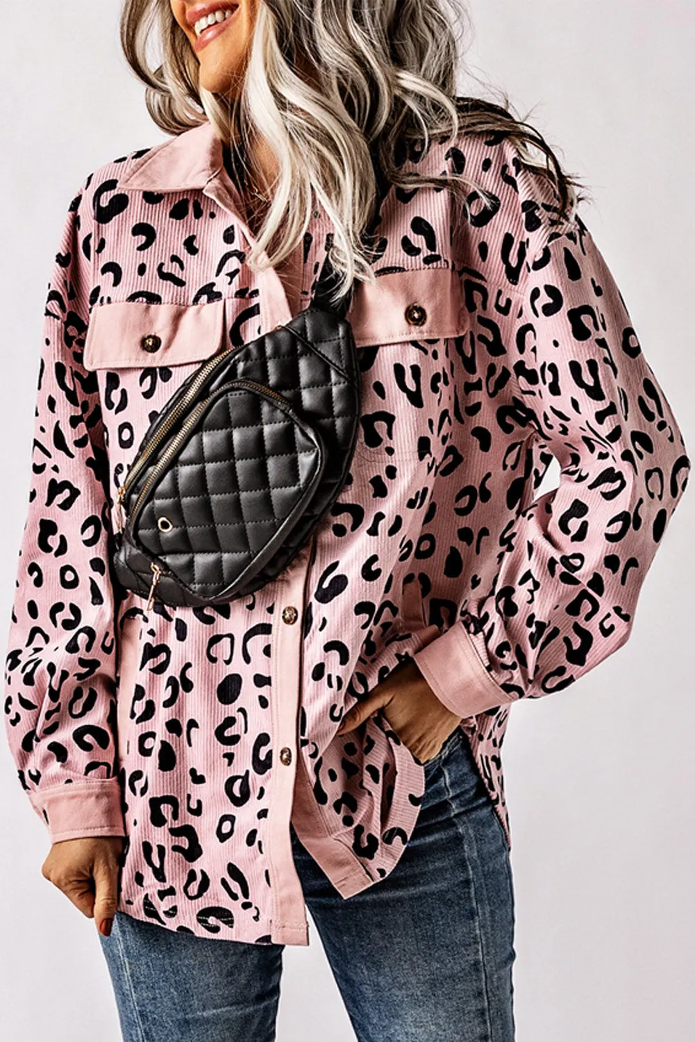 Flap Leopard Corduroy Jacket
