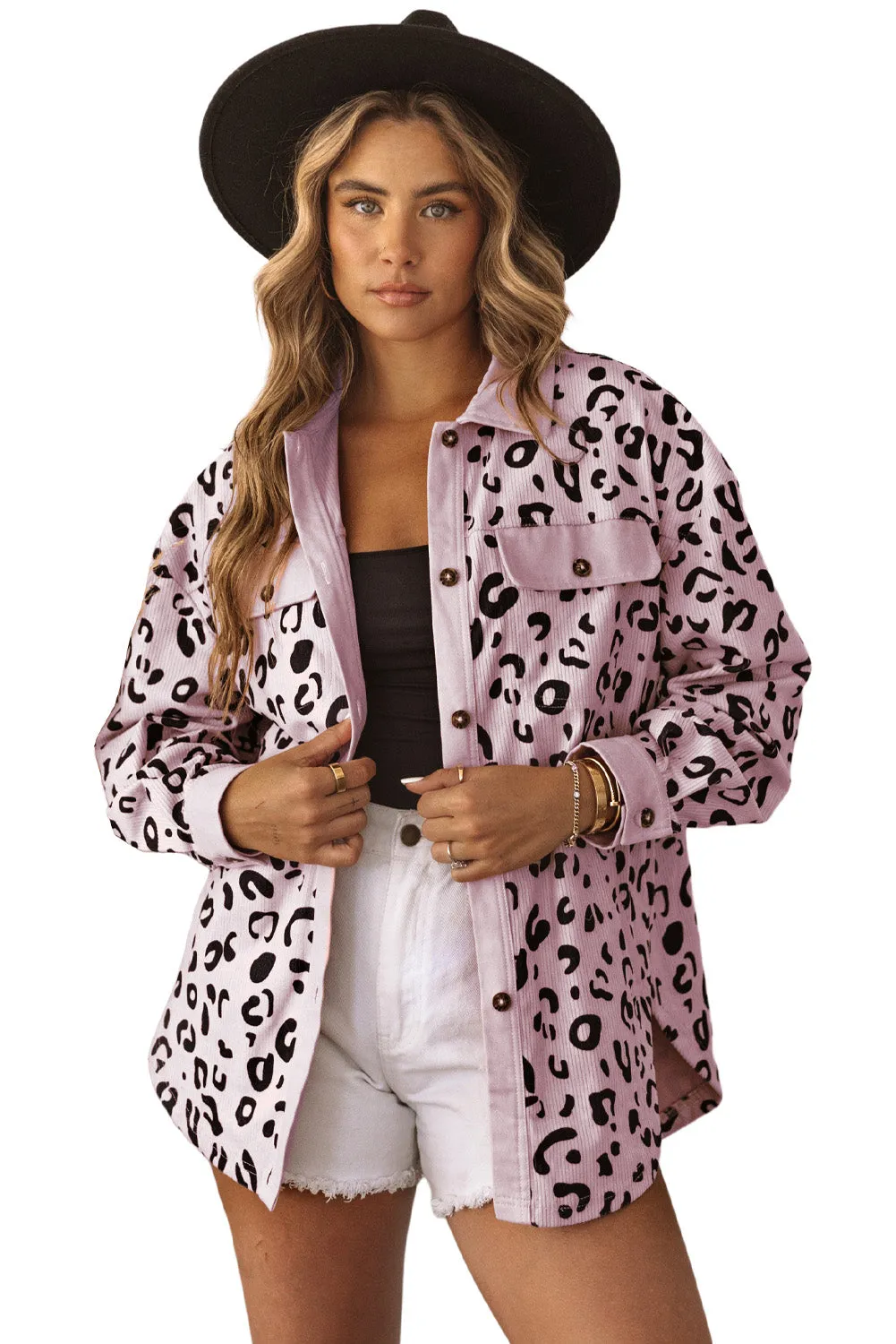 Flap Leopard Corduroy Jacket
