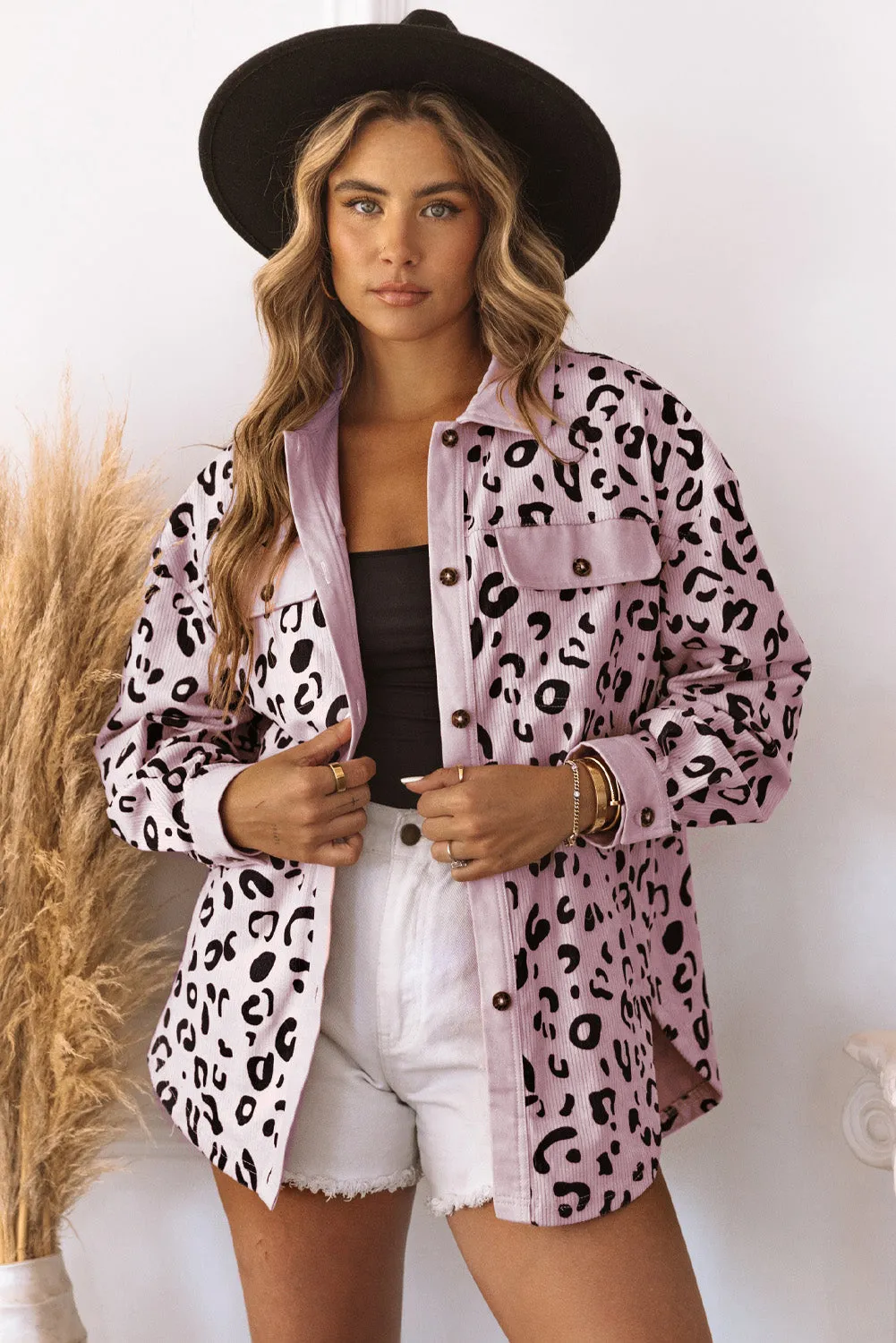 Flap Leopard Corduroy Jacket
