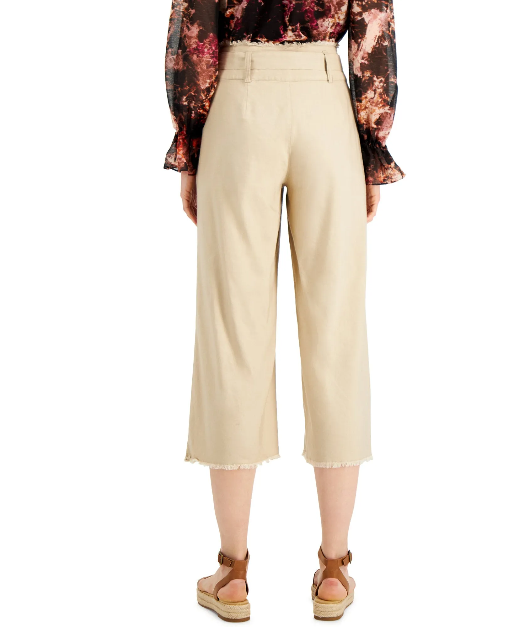 Frayed Zip-Front Culottes