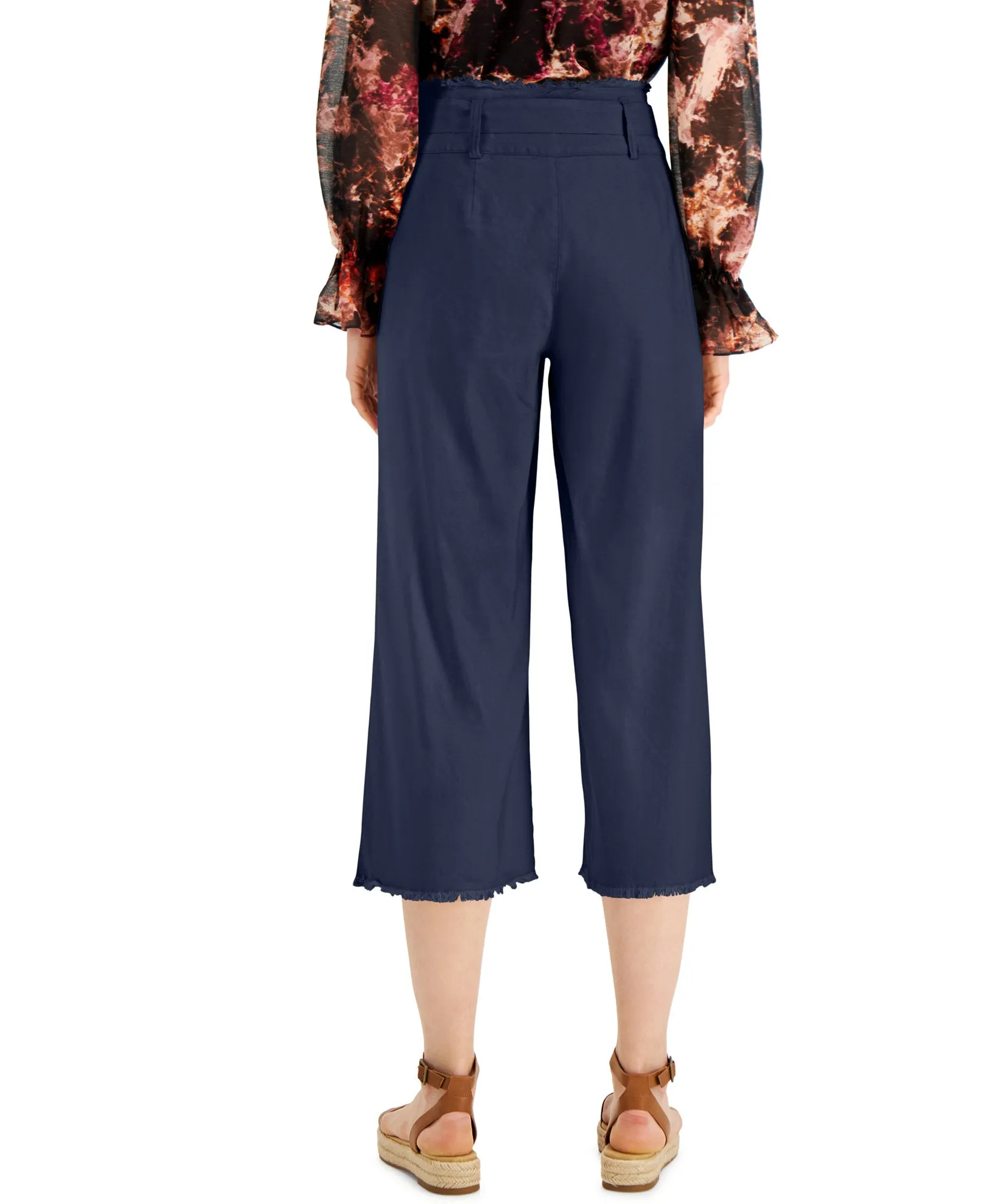 Frayed Zip-Front Culottes