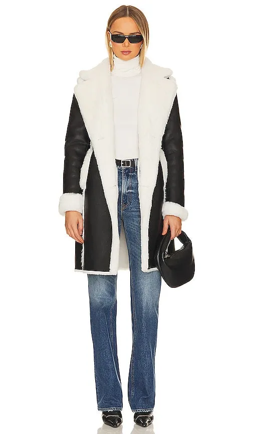 Generation Love Vienna Faux Fur Shearling Coat in Black