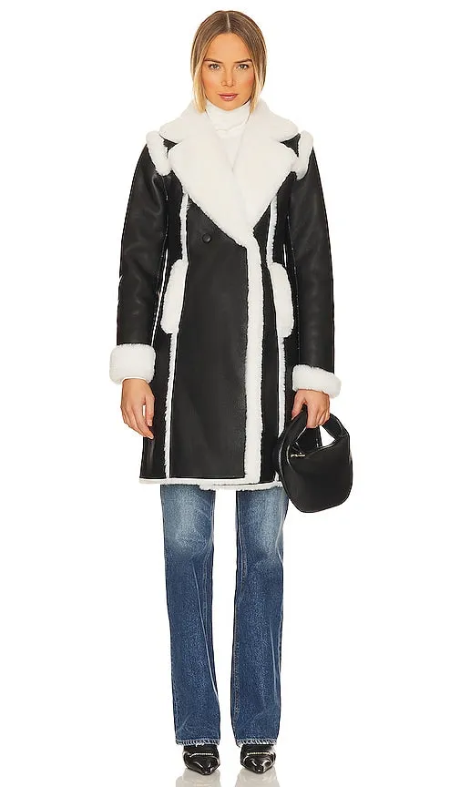 Generation Love Vienna Faux Fur Shearling Coat in Black