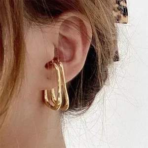 Gold Color Geometric Twisted Simple Cartilage Ear Cuff Vintage Earring