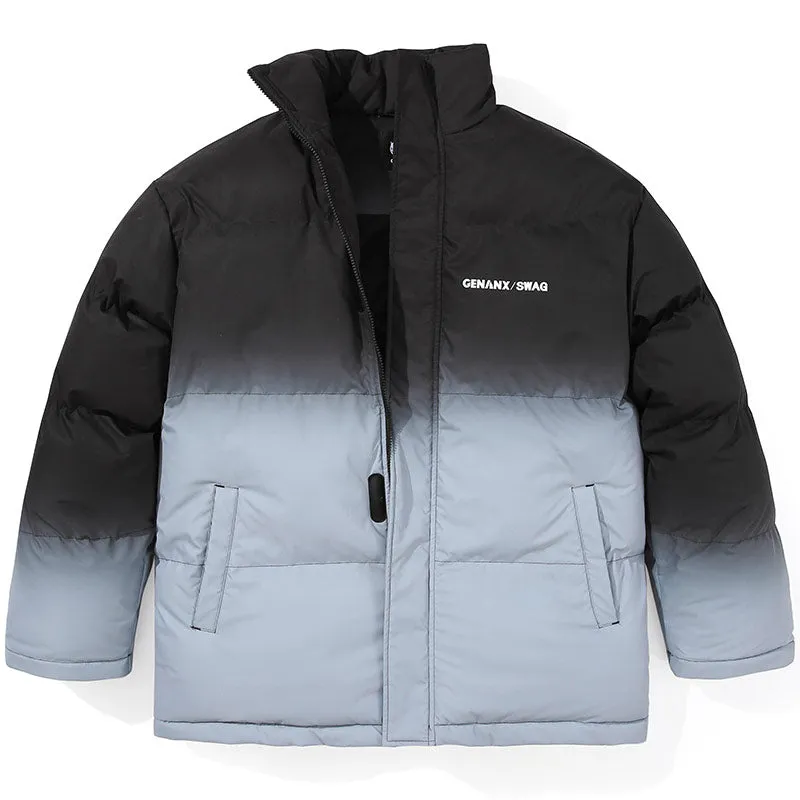 Gradient Stand Collar Padded Coat