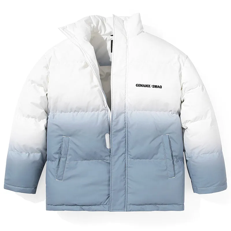 Gradient Stand Collar Padded Coat