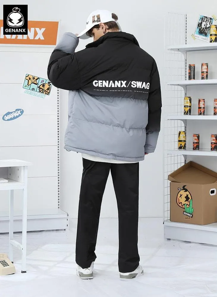 Gradient Stand Collar Padded Coat