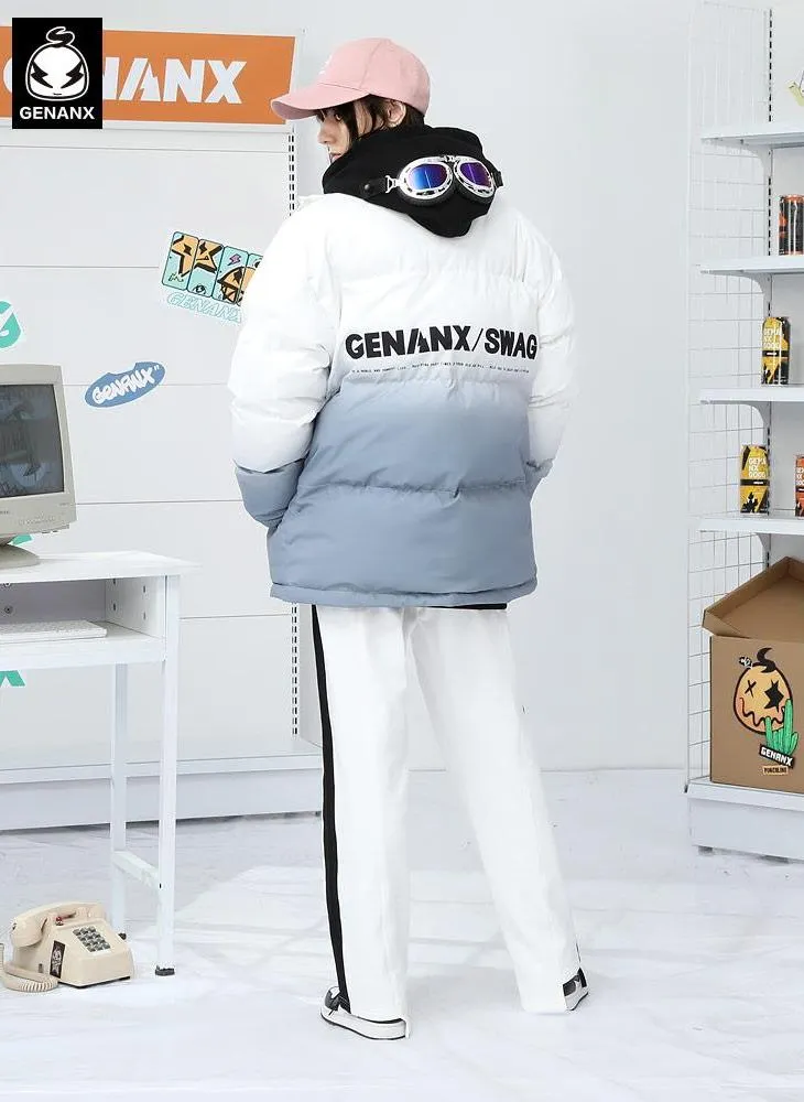 Gradient Stand Collar Padded Coat
