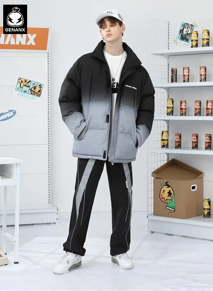 Gradient Stand Collar Padded Coat