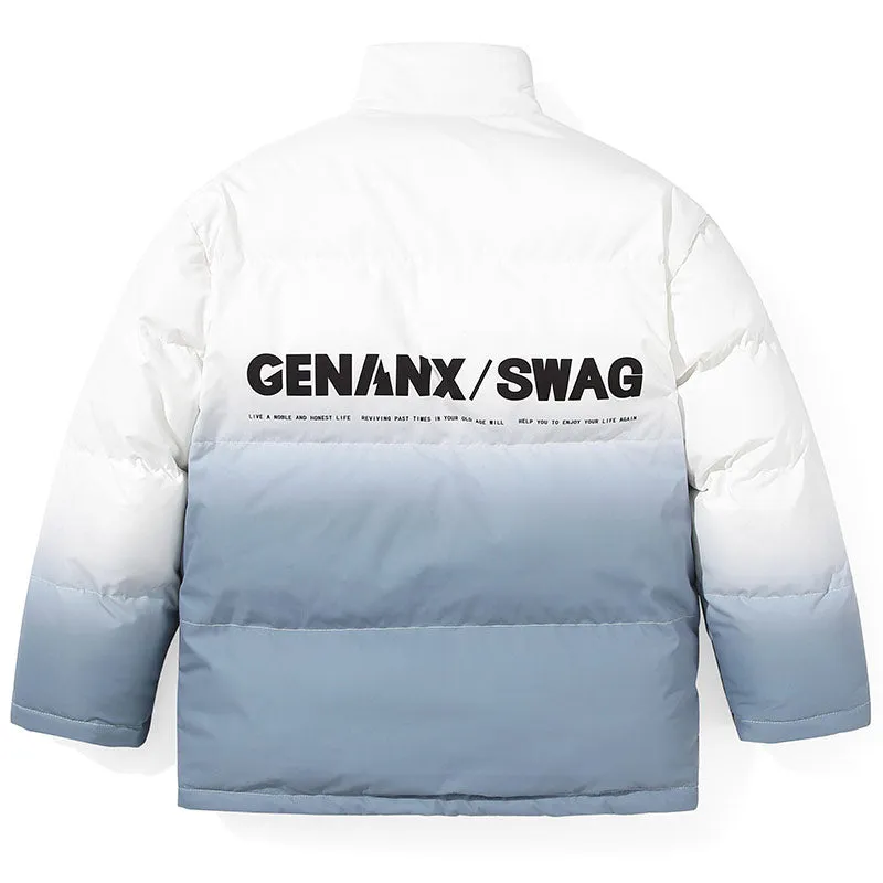 Gradient Stand Collar Padded Coat