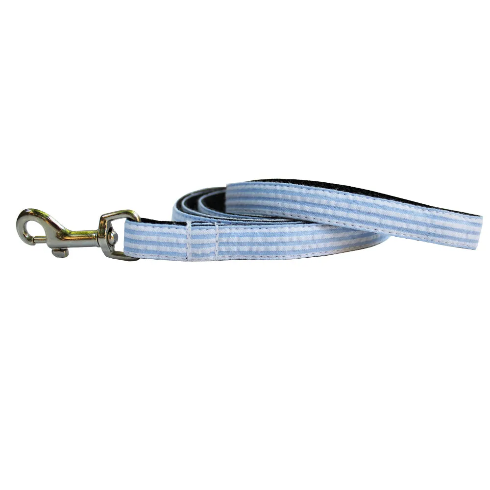 Gulf Blue Extra Small Seersucker Dog Leash