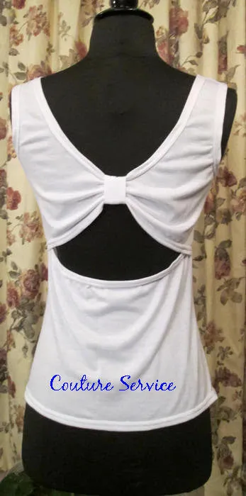 Handmade White, Open Back, Rhinestone, Summer Tank Top