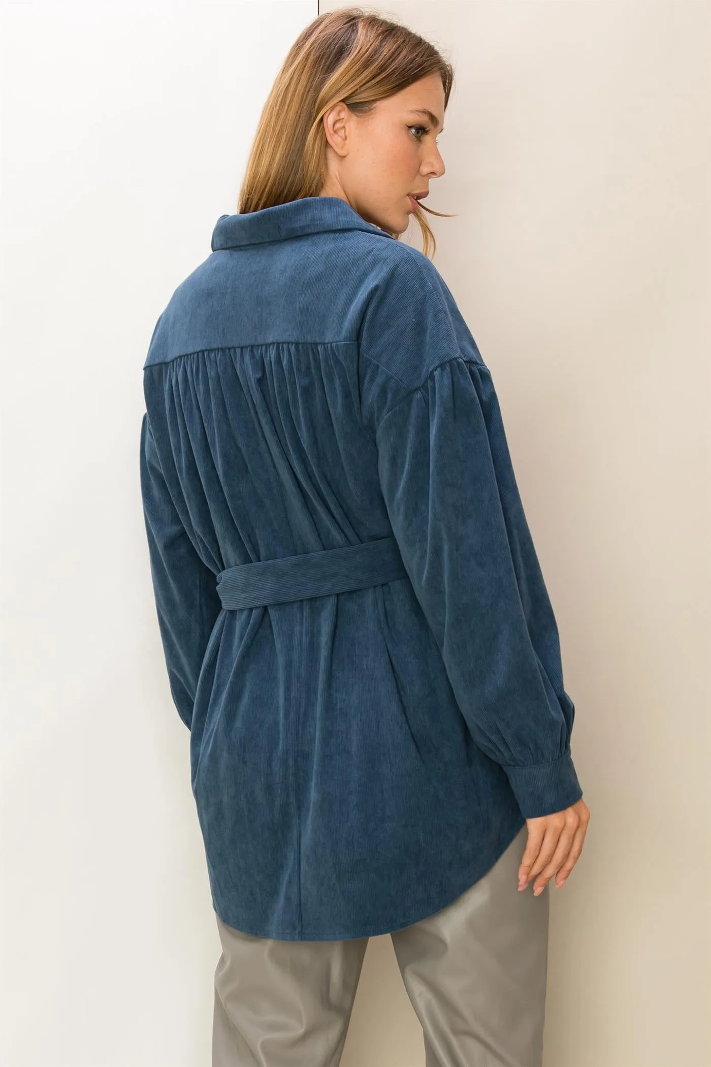 HF23F964CORDUROY BELTED JACKET