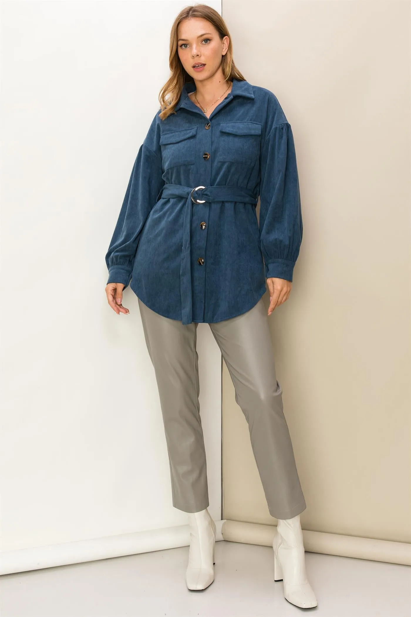 HF23F964CORDUROY BELTED JACKET