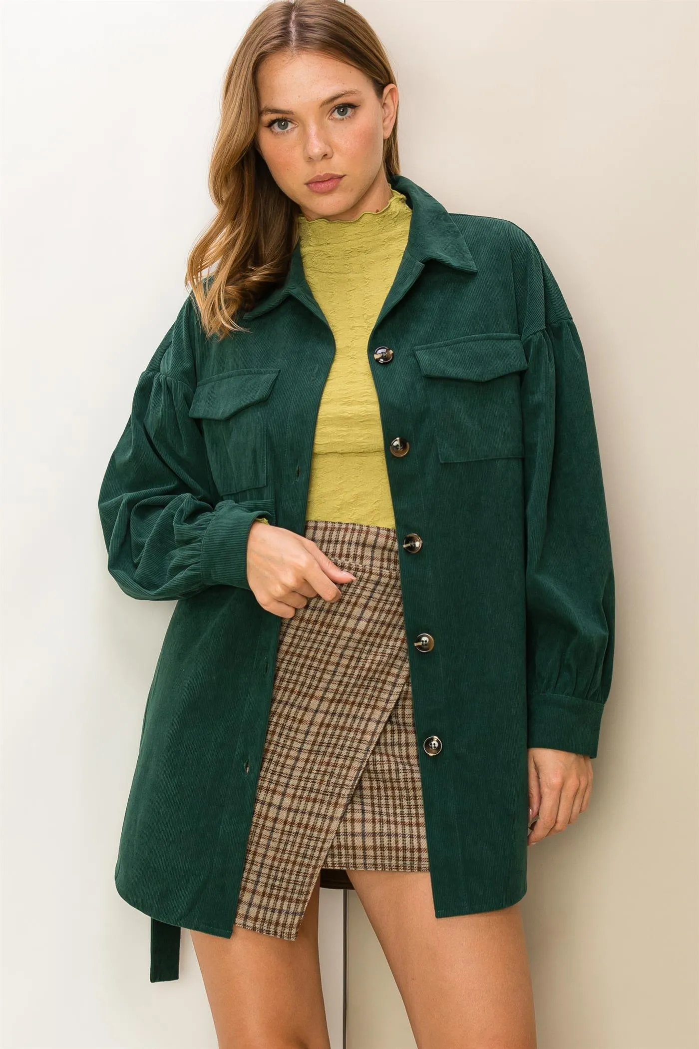 HF23F964CORDUROY BELTED JACKET