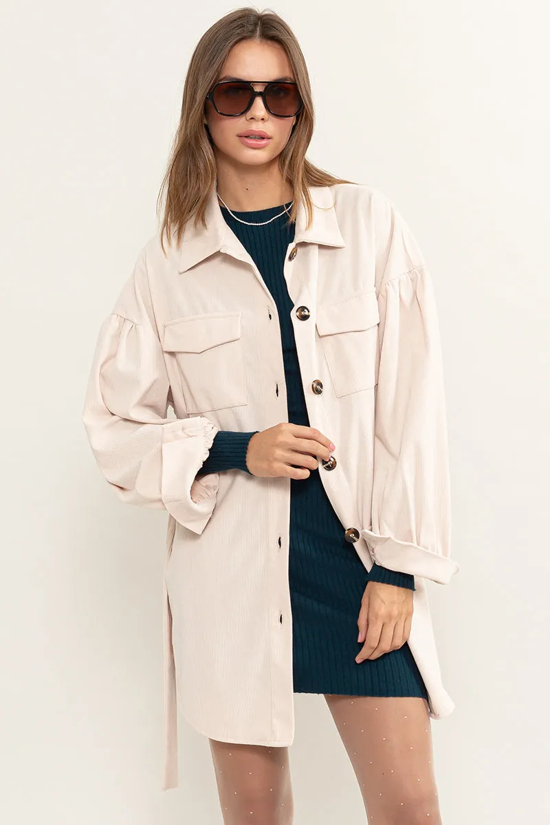 HF23F964CORDUROY BELTED JACKET