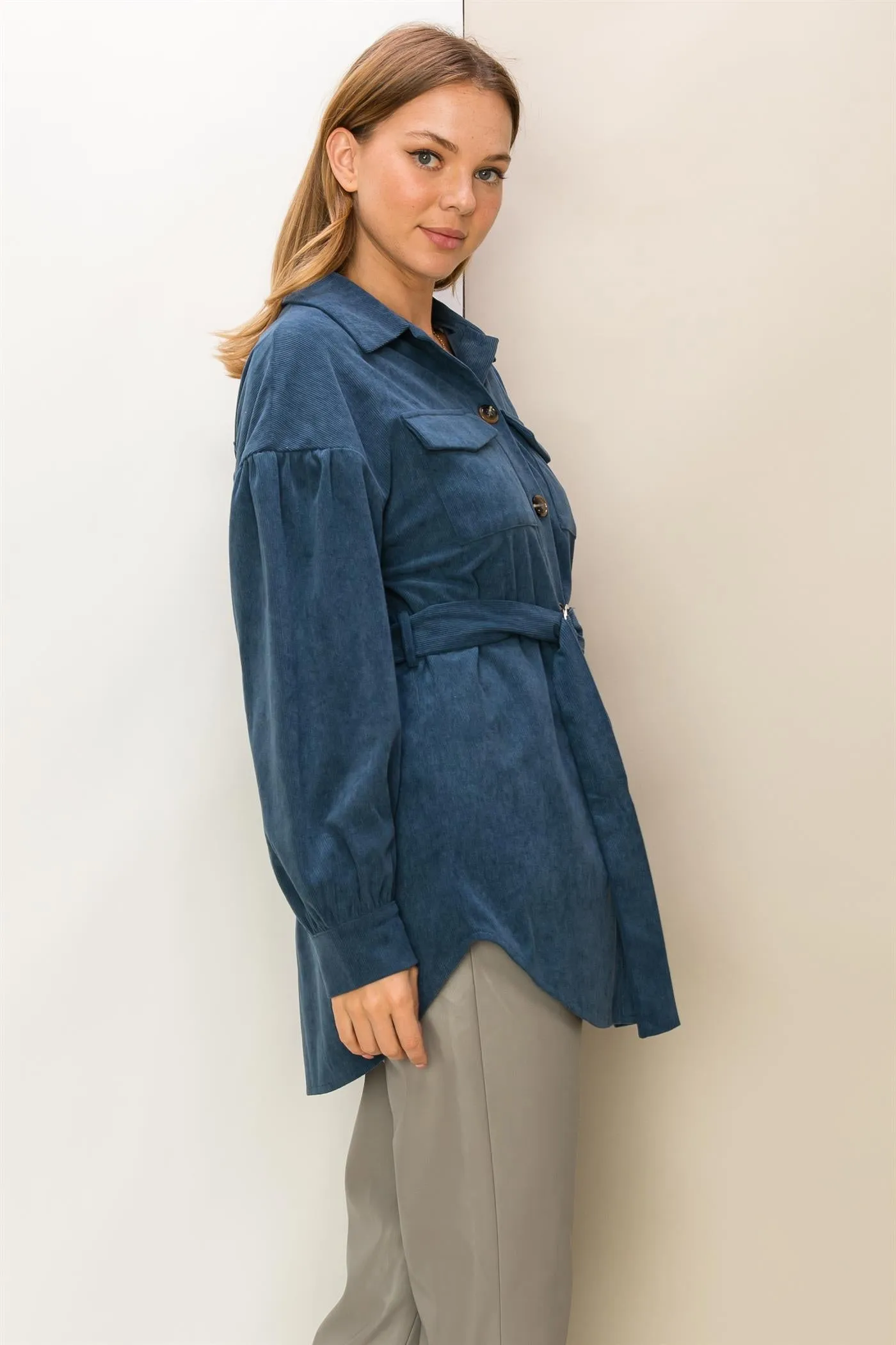 HF23F964CORDUROY BELTED JACKET