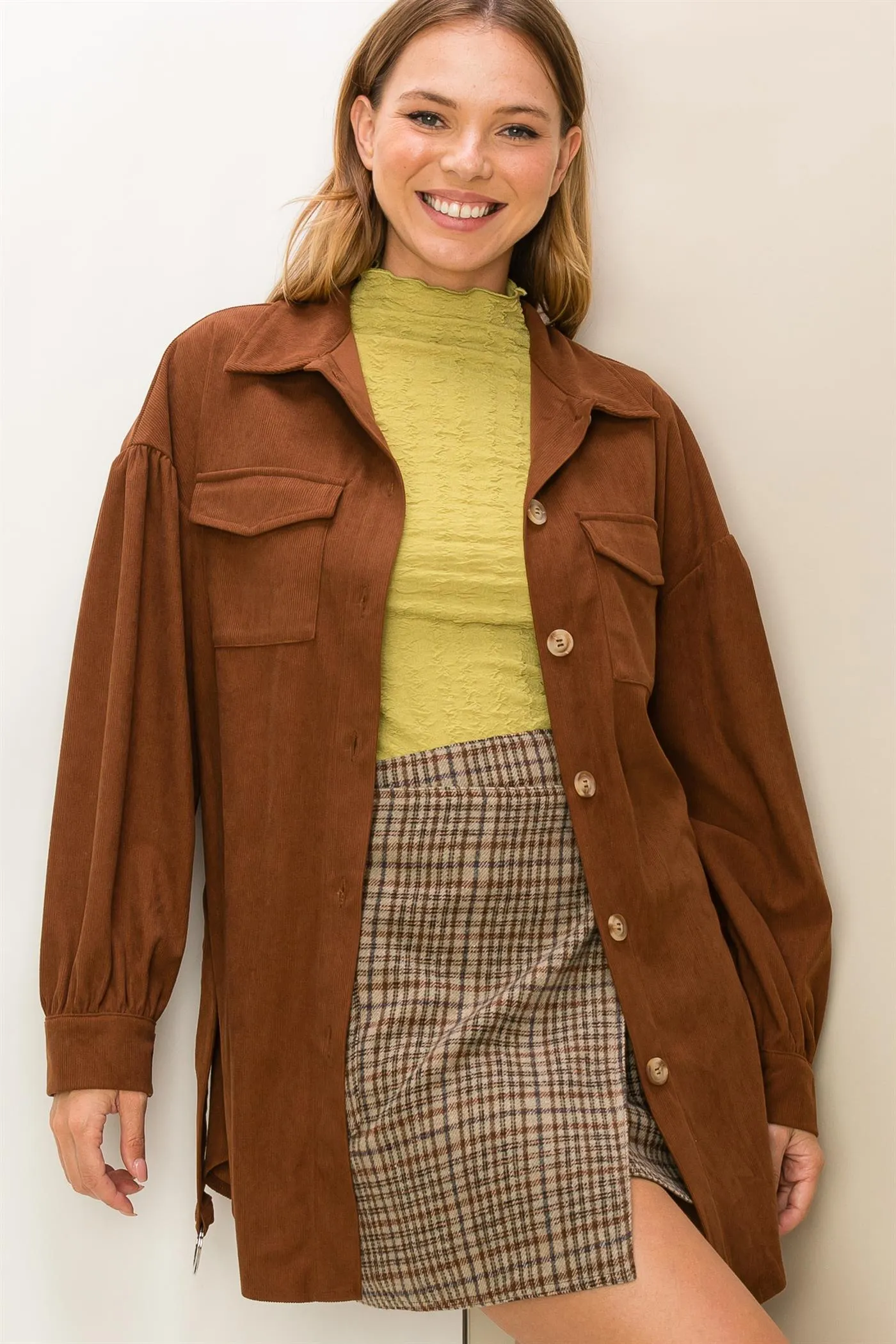 HF23F964CORDUROY BELTED JACKET