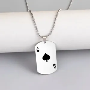 Hip Hop Fashion Stainless Steel Necklace Personality Black White Heart A Poker Pendant Necklace For Trendy Men Women