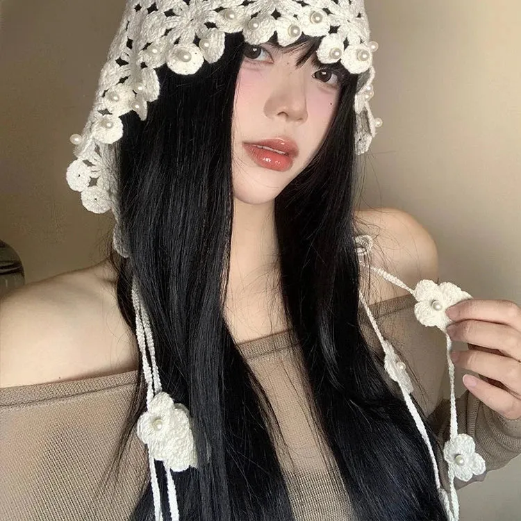 Hollow Pearl Tassel Pendant Bao Head Hat
