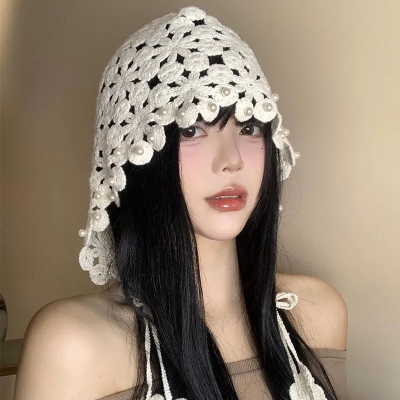 Hollow Pearl Tassel Pendant Bao Head Hat