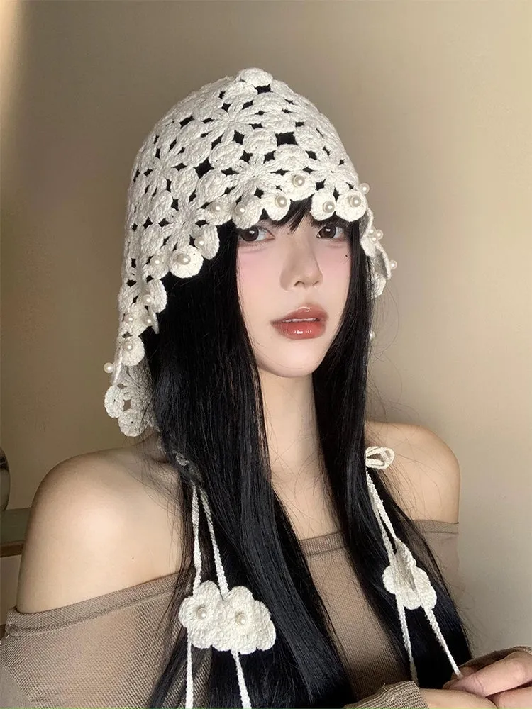Hollow Pearl Tassel Pendant Bao Head Hat