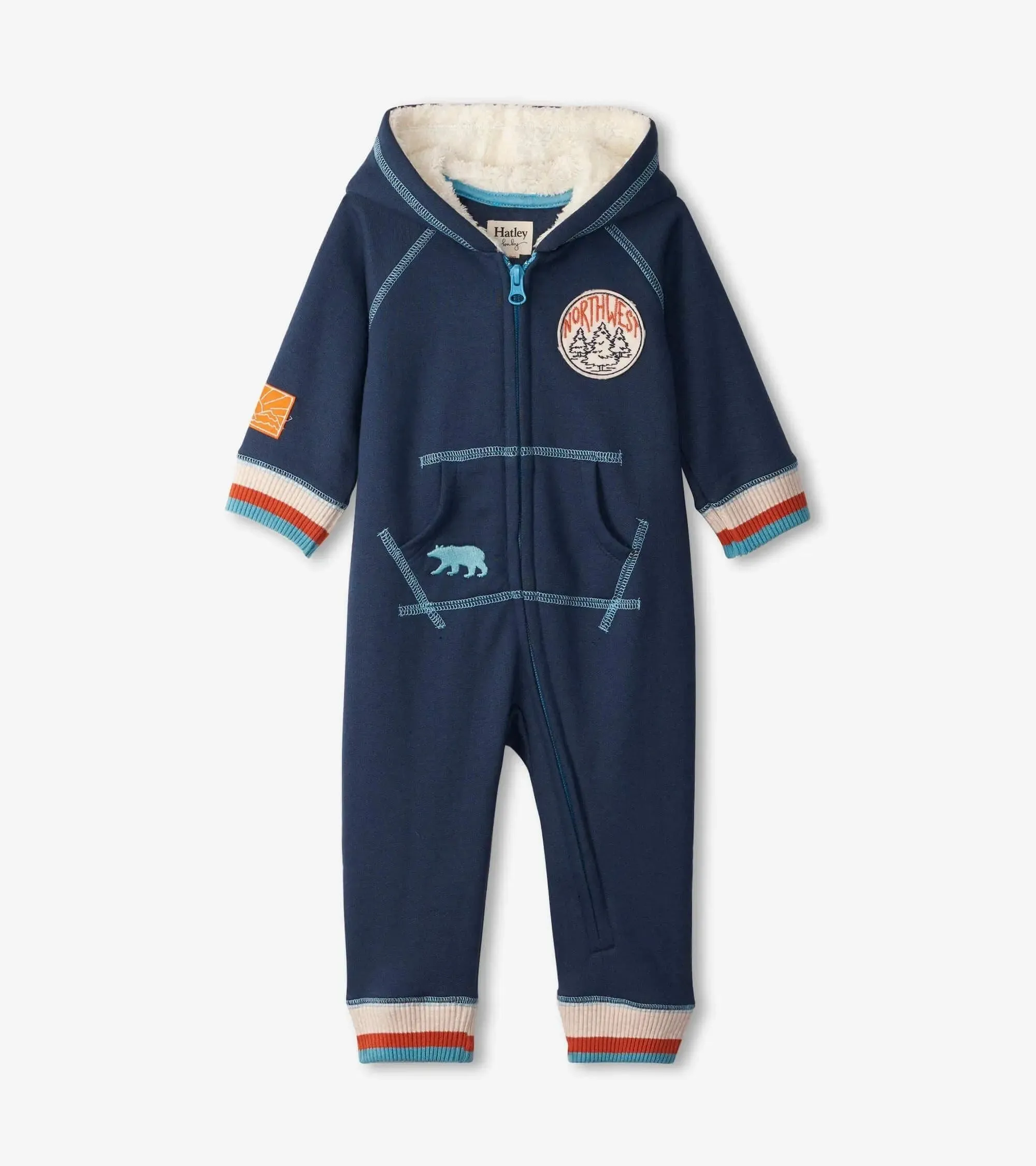 Indigo Melange Baby Hooded Romper | Hatley